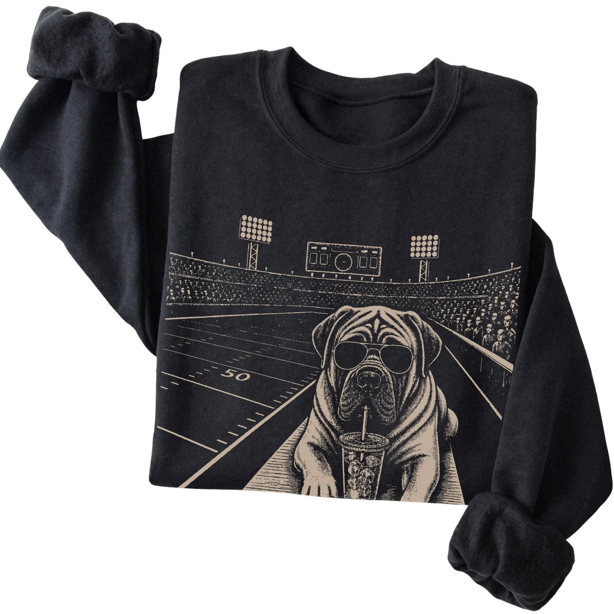 Black Mastiff Football Tailgate sweatshirt, folded