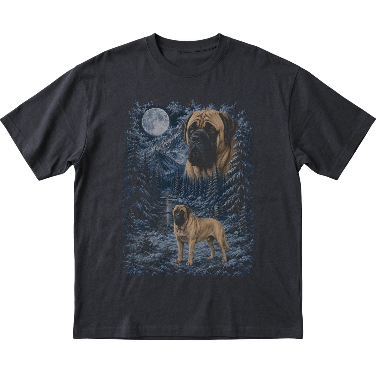 Mastiff Forest Moon T-Shirt in Black