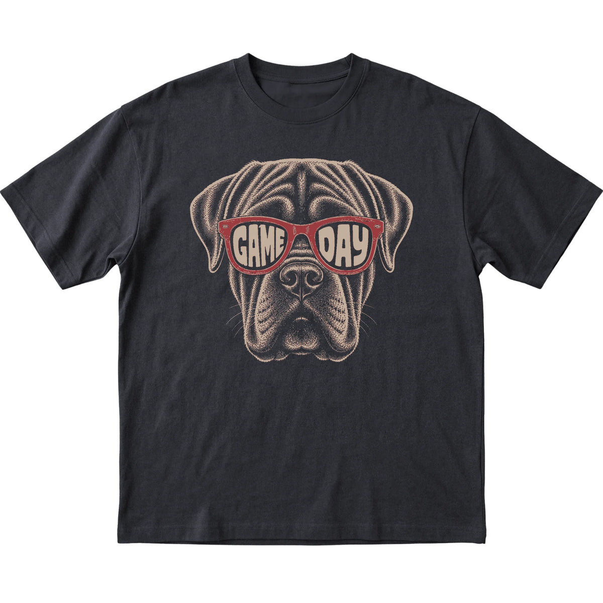 Black Mastiff Game Day Sunglasses T-shirt, laid flat