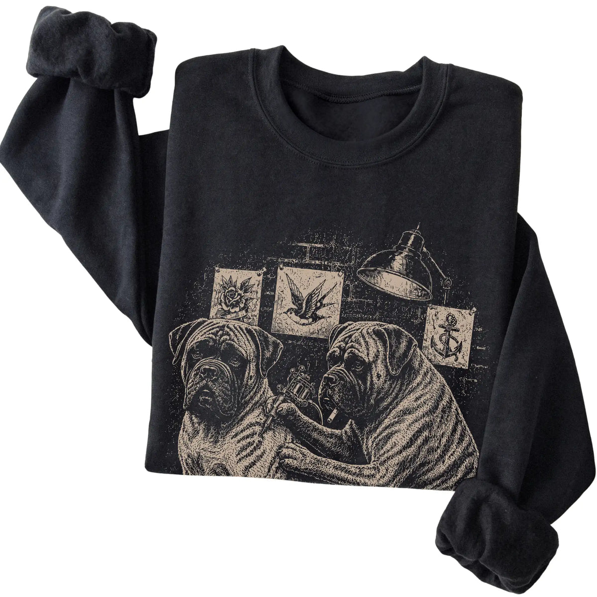 Black Mastiff Dog Tattoo Artist folded detail view