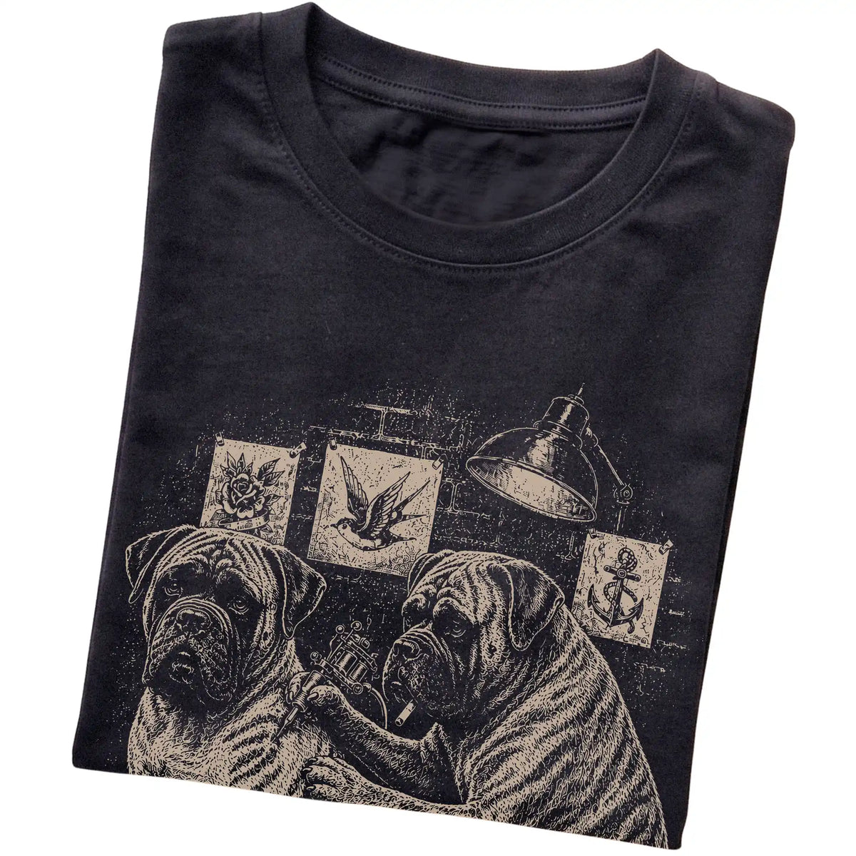 Black Mastiff Dog Tattoo Artist folded detail view