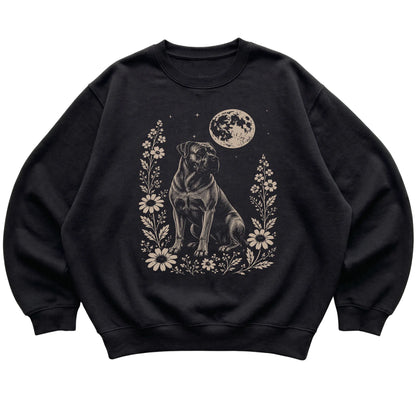 Black Moon Flowers Cane Corso sweatshirt, flat view