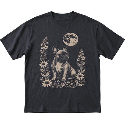 Black Moon Flowers French Bulldog T-shirt, flat view