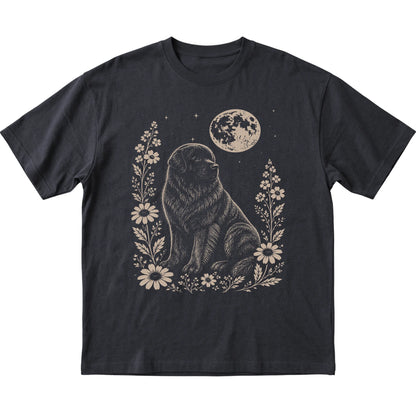 Black Moon Flowers Newfie T-shirt, flat view