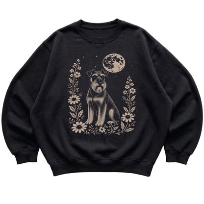 Black Moon Flowers Standard Schnauzer sweatshirt, flat view