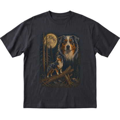 Australian Shepherd Wildwood Moon T-Shirt in Black