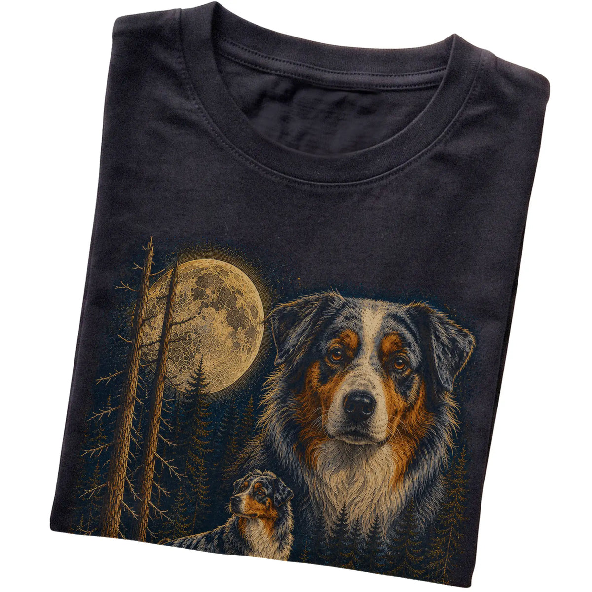 Australian Shepherd Wildwood Moon T-Shirt in Black