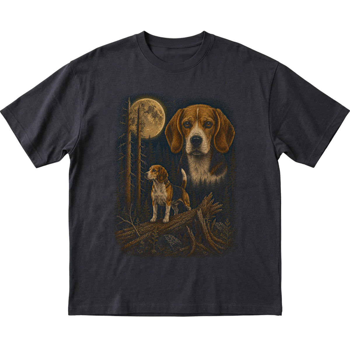 Beagle Wildwood Moon T-Shirt in Black