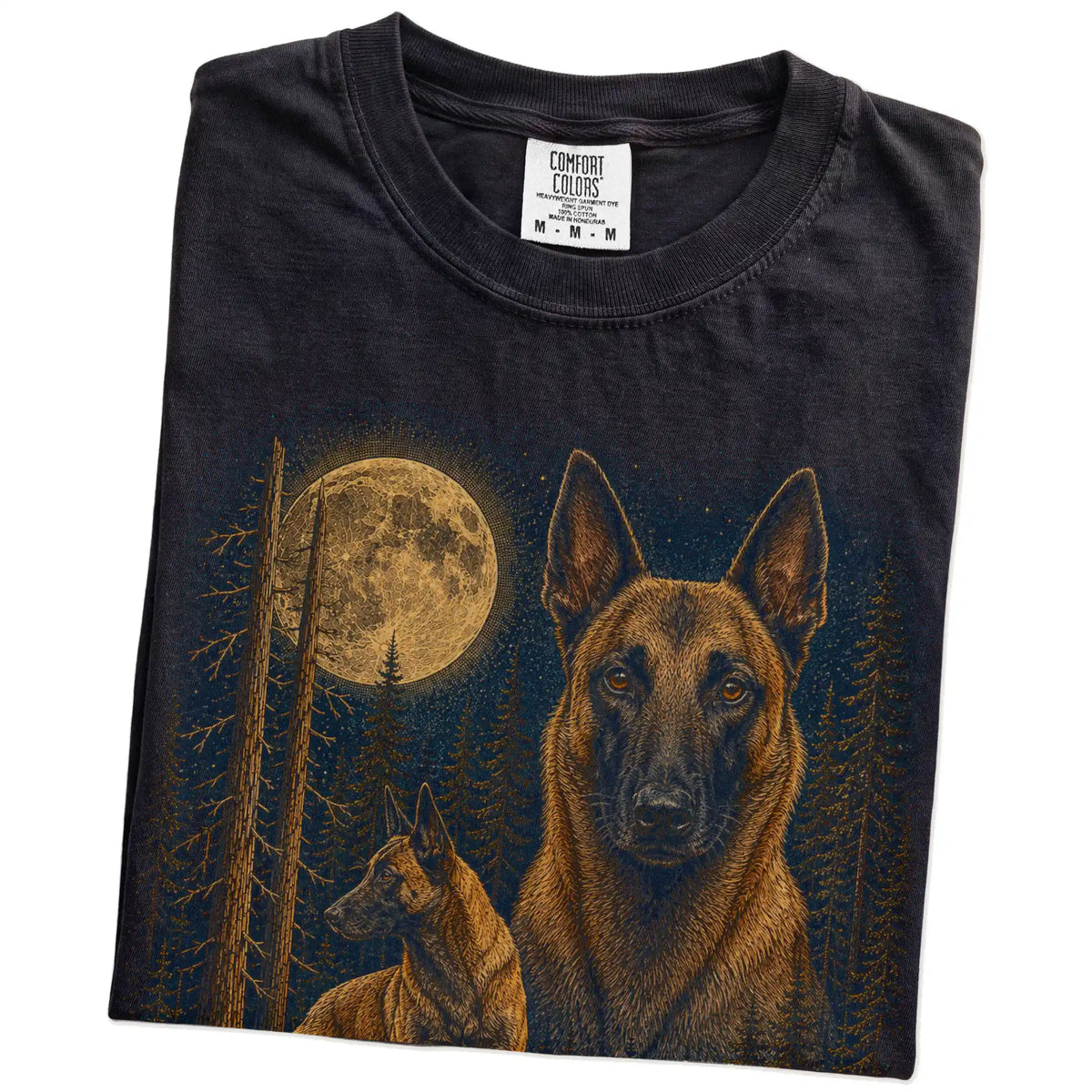 Black Belgian Malinois Wildwood Moon t-shirt