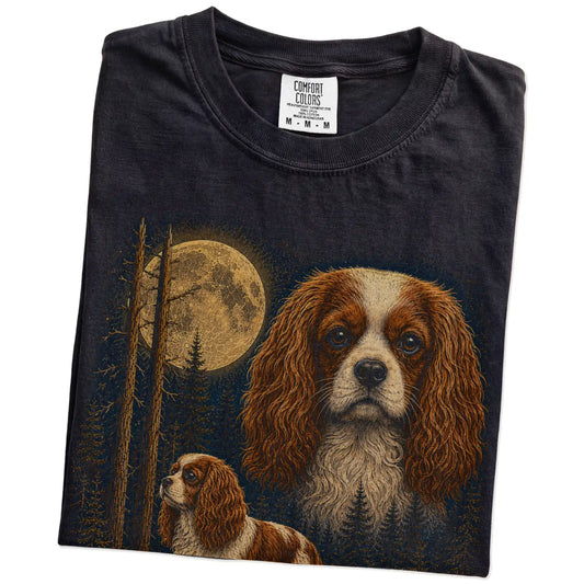 Black Cavalier King Charles Spaniel Wildwood Moon t-shirt