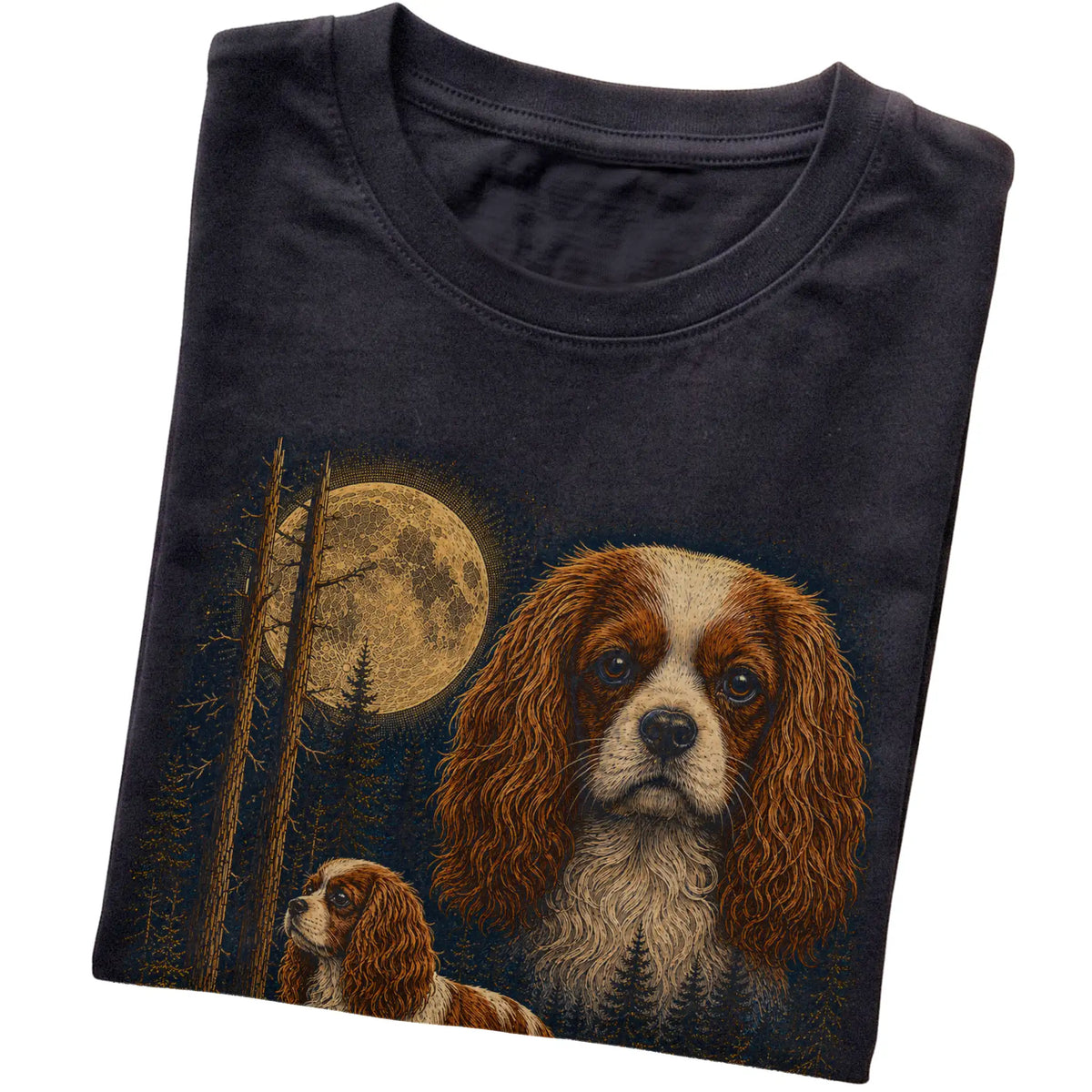 Cavalier King Charles Spaniel Wildwood Moon T-Shirt in Black