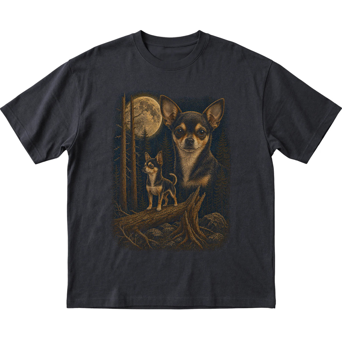 Chihuahua Wildwood Moon T-Shirt in Black