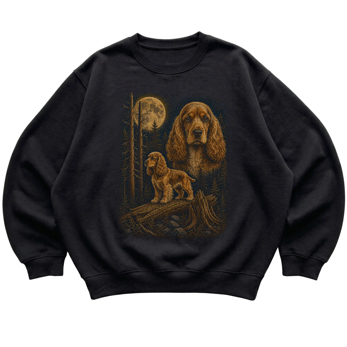 Cocker Spaniel Wildwood Moon Sweatshirt in Black