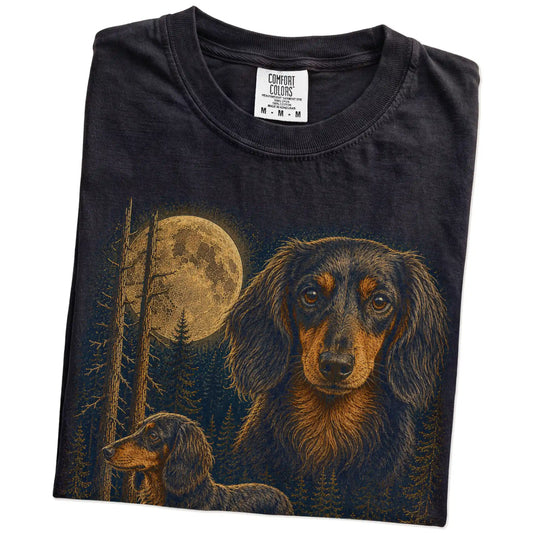 Black Dachshund Wildwood Moon t-shirt