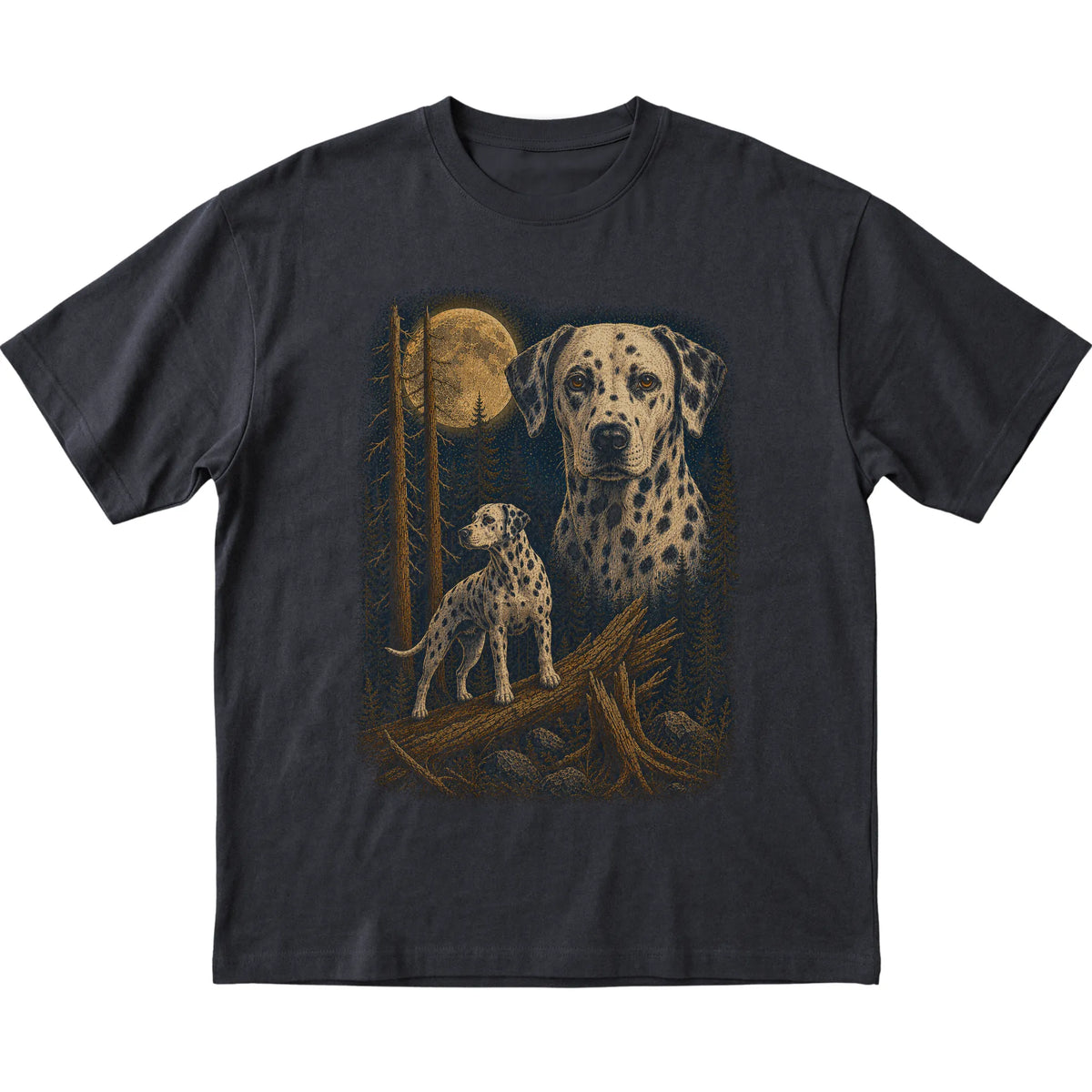 Dalmatian Wildwood Moon T-Shirt in Black