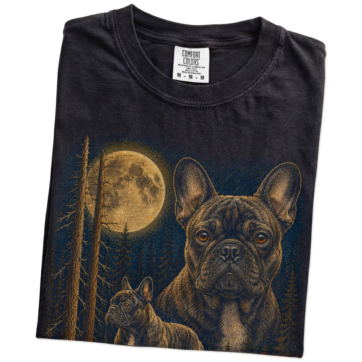 Black French Bulldog Wildwood Moon t-shirt