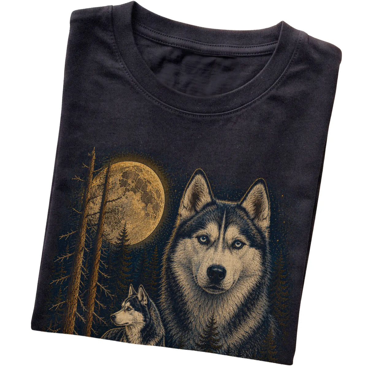 Husky Wildwood Moon T-Shirt in Black