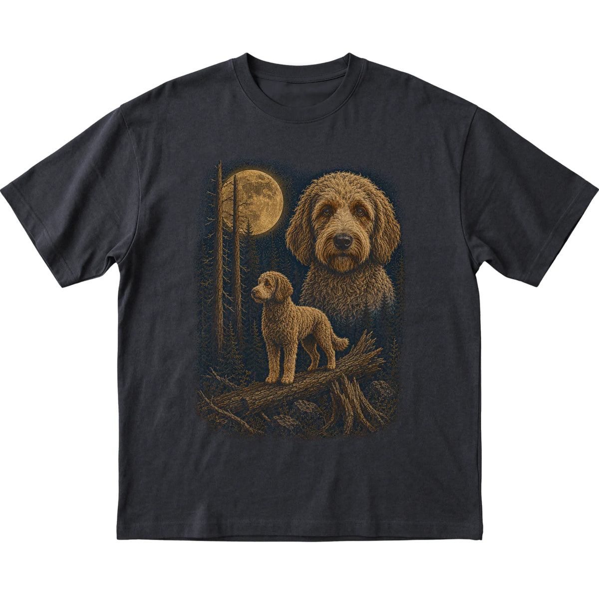 Labradoodle Wildwood Moon T-Shirt in Black