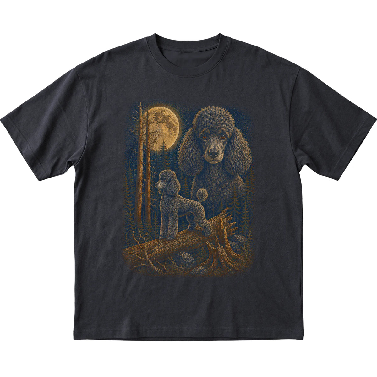 Poodle Wildwood Moon T-Shirt in Black