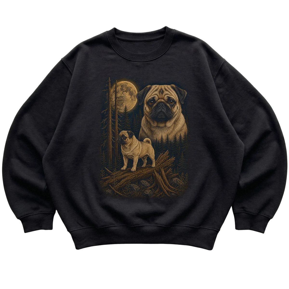 Pug Wildwood Moon Sweatshirt in Black