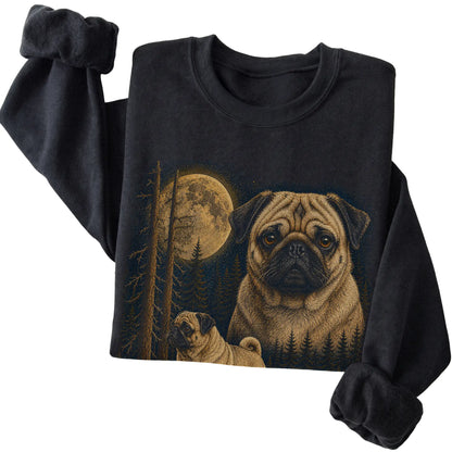 Pug Wildwood Moon Sweatshirt in Black