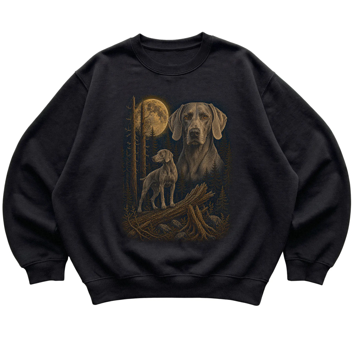 Weimaraner Wildwood Moon Sweatshirt in Black