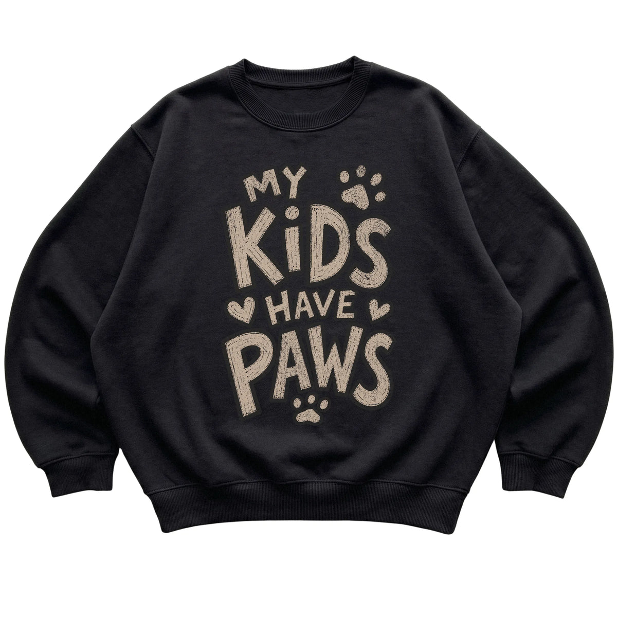 Black My Kids Have Paws laid flat