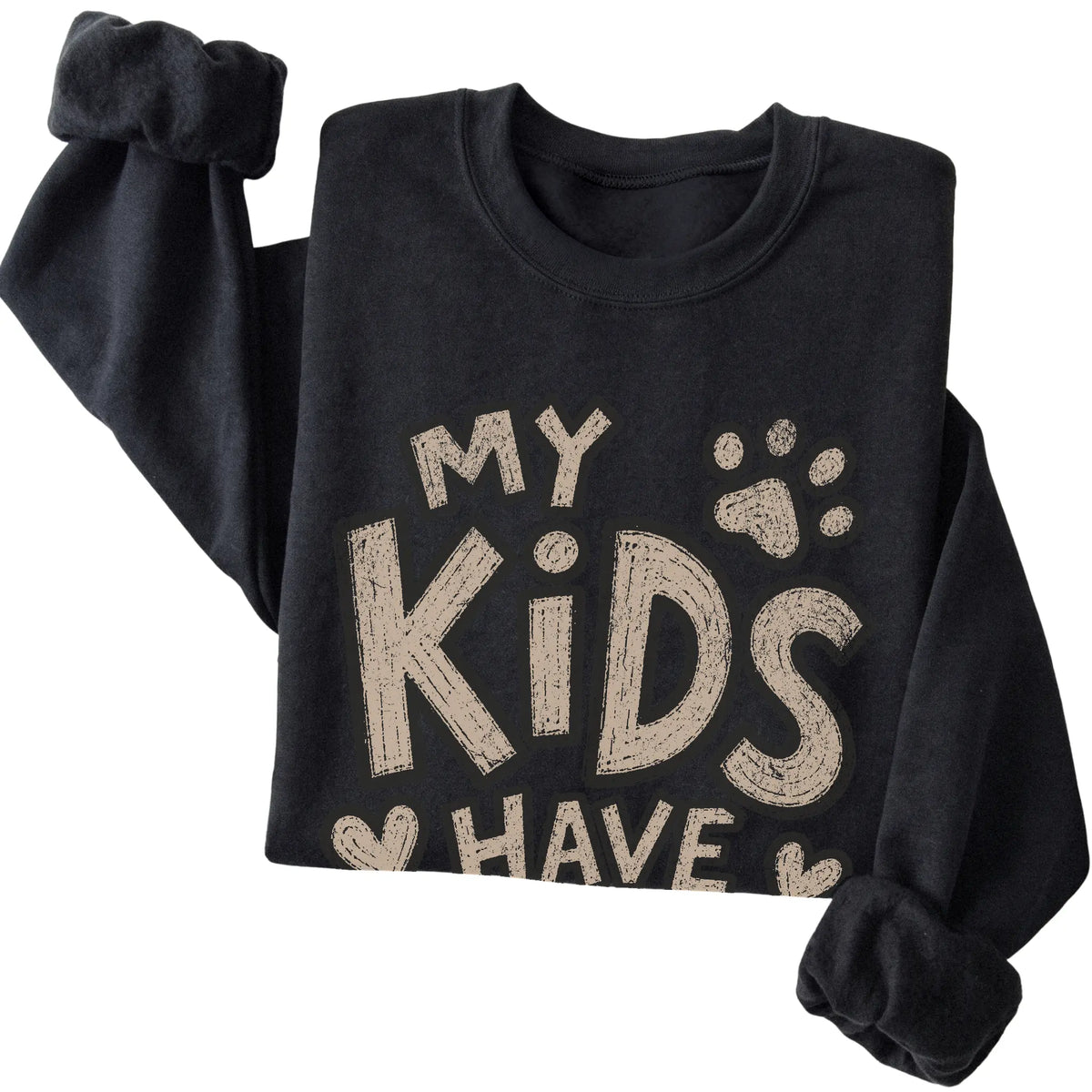 Black My Kids Have Paws folded detail