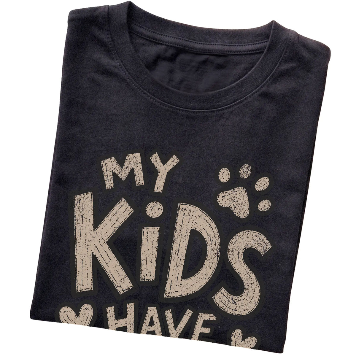 Black My Kids Have Paws folded detail