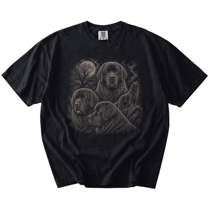 Vintage moon montage featuring Newfie on a Black Comfort Colors® T-shirt