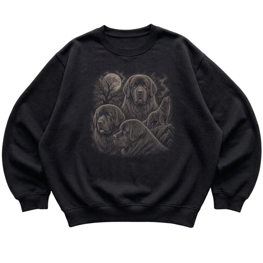 Newfie 90s Moon Sweatshirt in Black — flat lay