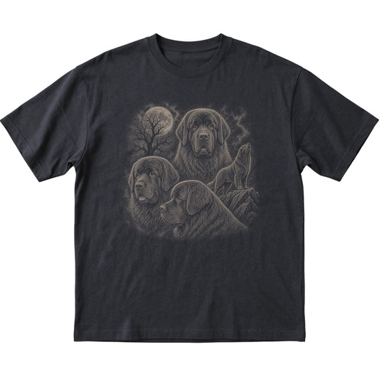 Newfie 90s Moon T-Shirt in Black — flat lay