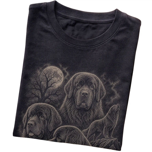 Newfie 90s Moon T-Shirt in Black — folded detail