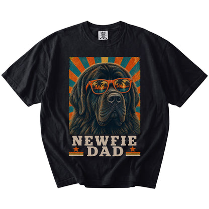Retro Newfie Dad design on a Black Comfort Colors T-shirt