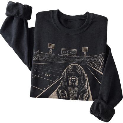 Black Newfie Football Tailgate sweatshirt, folded