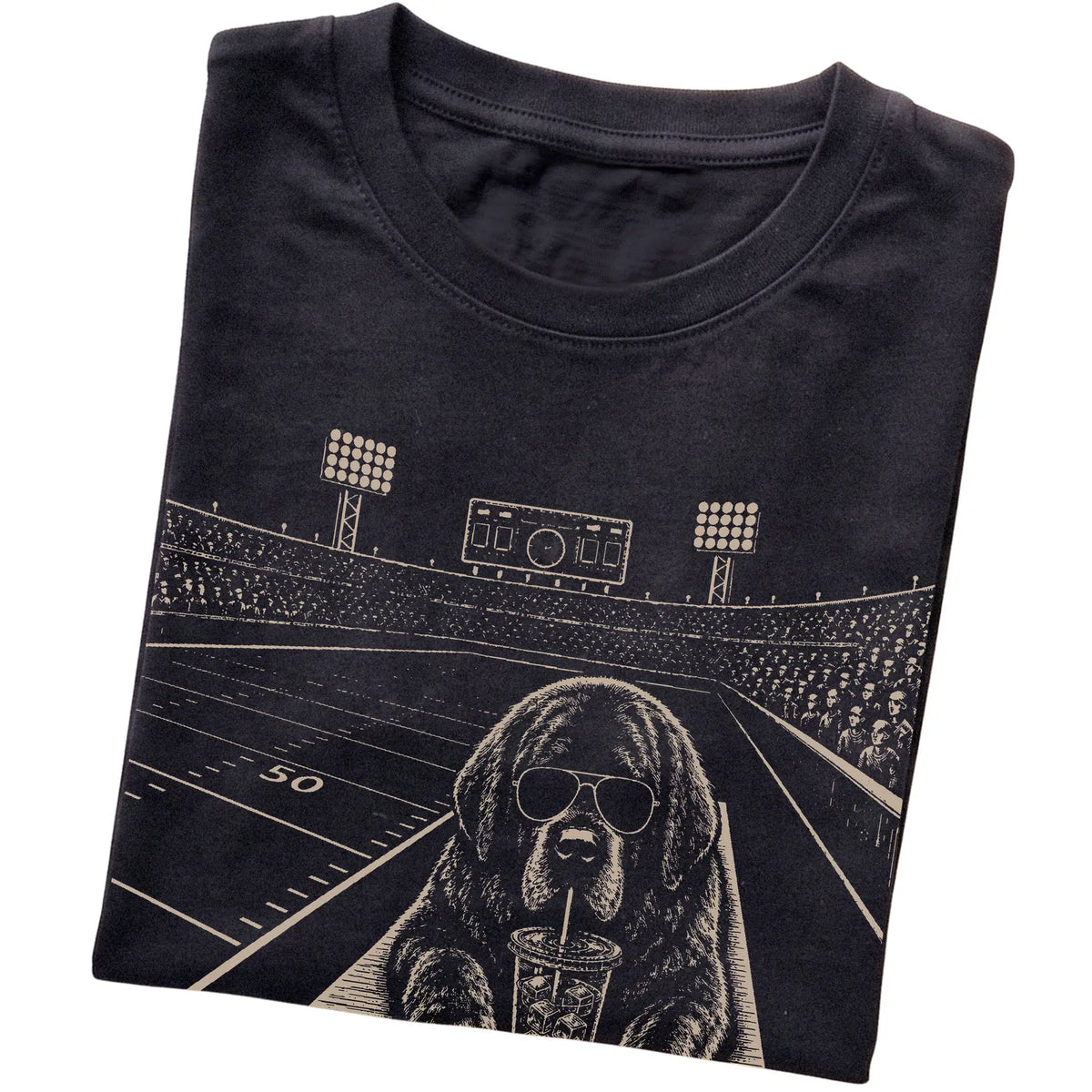 Black Newfie Football Tailgate T-shirt, folded