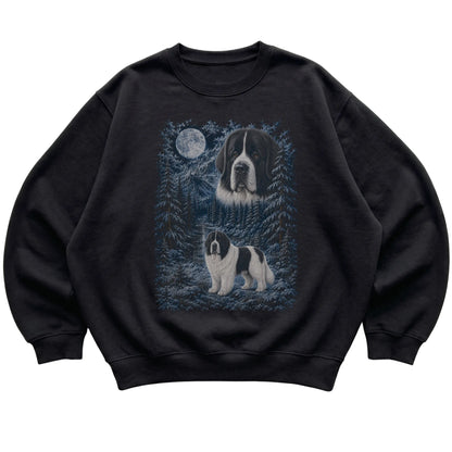 Newfie Forest Moon Sweatshirt in Black