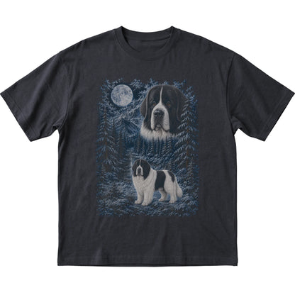 Newfie Forest Moon T-Shirt in Black