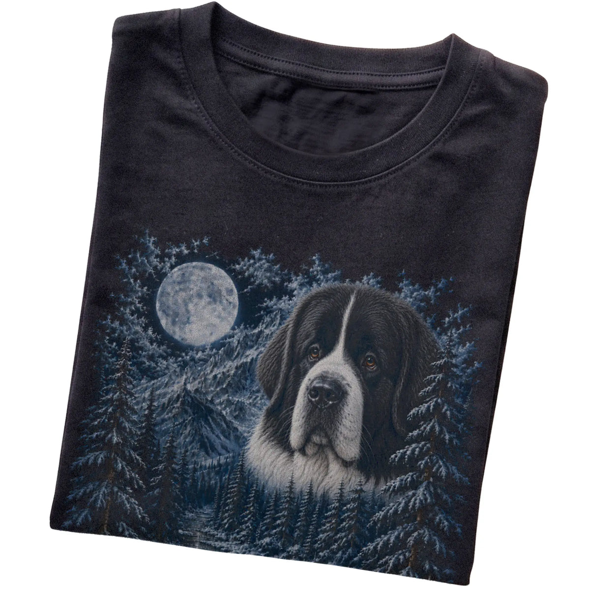 Newfie Forest Moon T-Shirt in Black