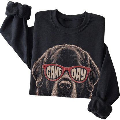 Black Newfie Game Day Sunglasses sweatshirt, folded