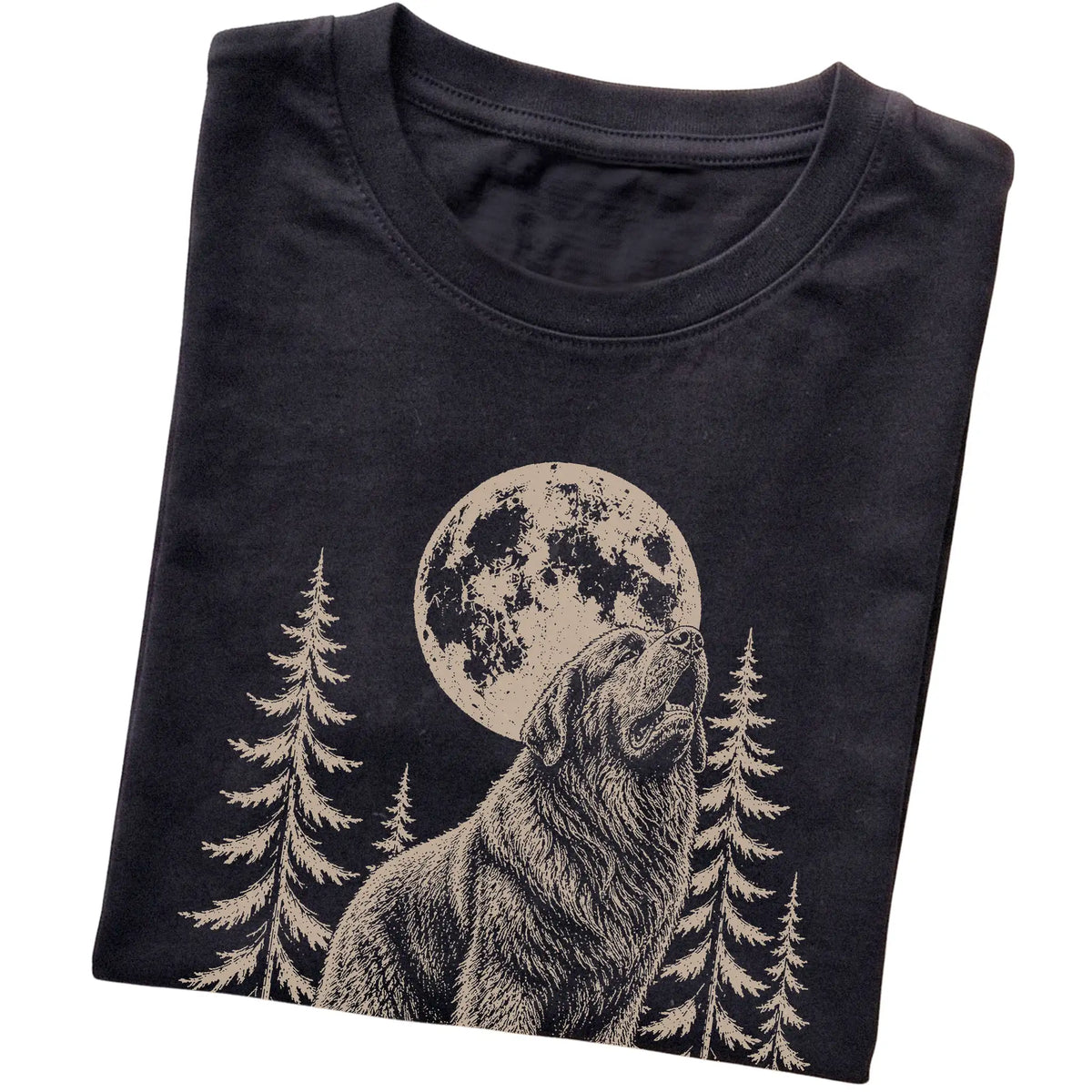 Newfie Howling at the Moon softstyle T-shirt in Black