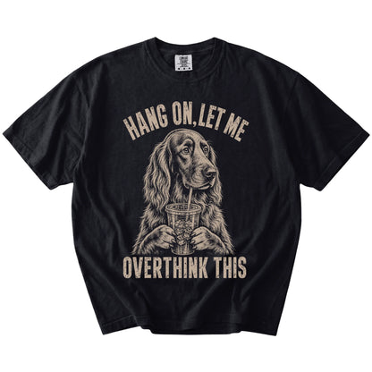 Black Overthinking Irish Setter T-Shirt laid flat