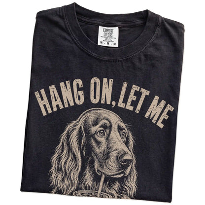 Folded Black Overthinking Irish Setter T-Shirt showing the graphic