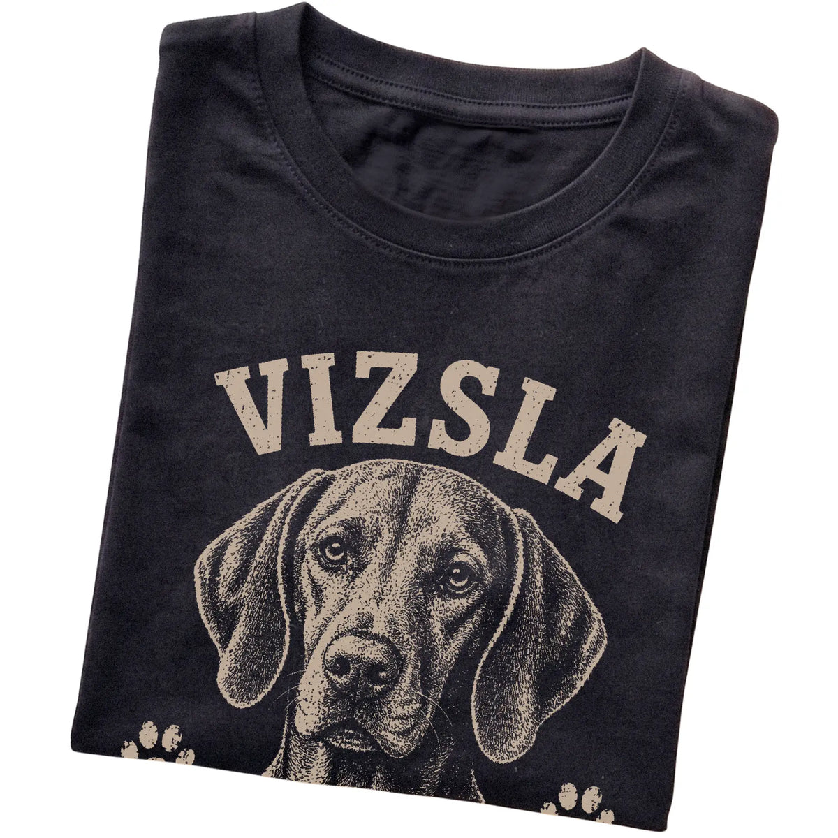 Black T-shirt featuring Personal Space Is Overrated - Vizsla, folded presentation