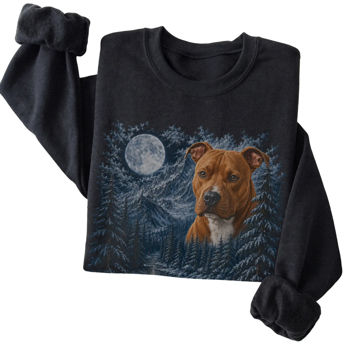 Pitbull Forest Moon Sweatshirt in Black
