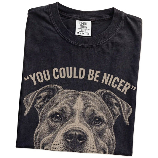 Pitbull Guard Dog T-Shirt in Black — folded detail