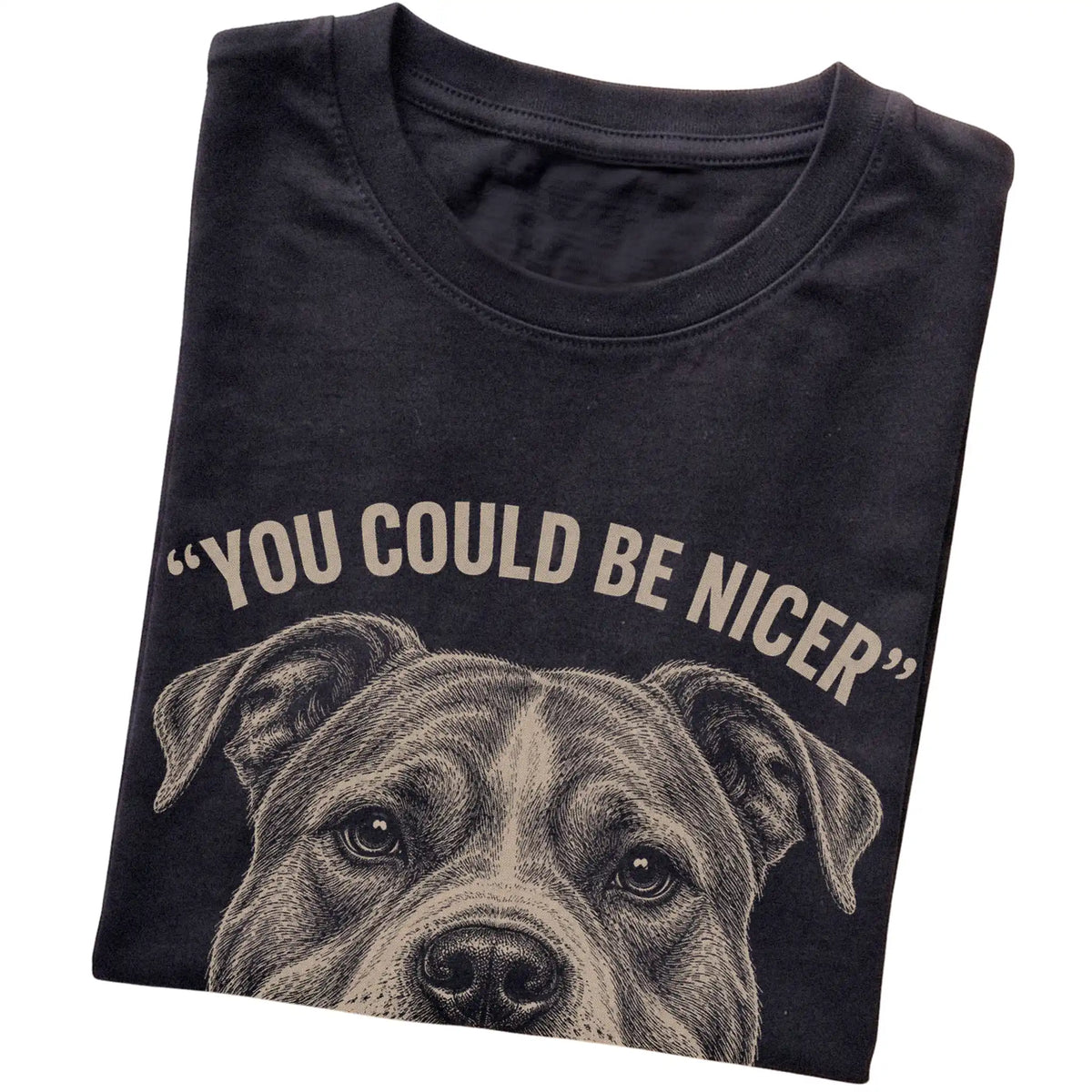 Pitbull Guard Dog T-Shirt in Black — folded detail
