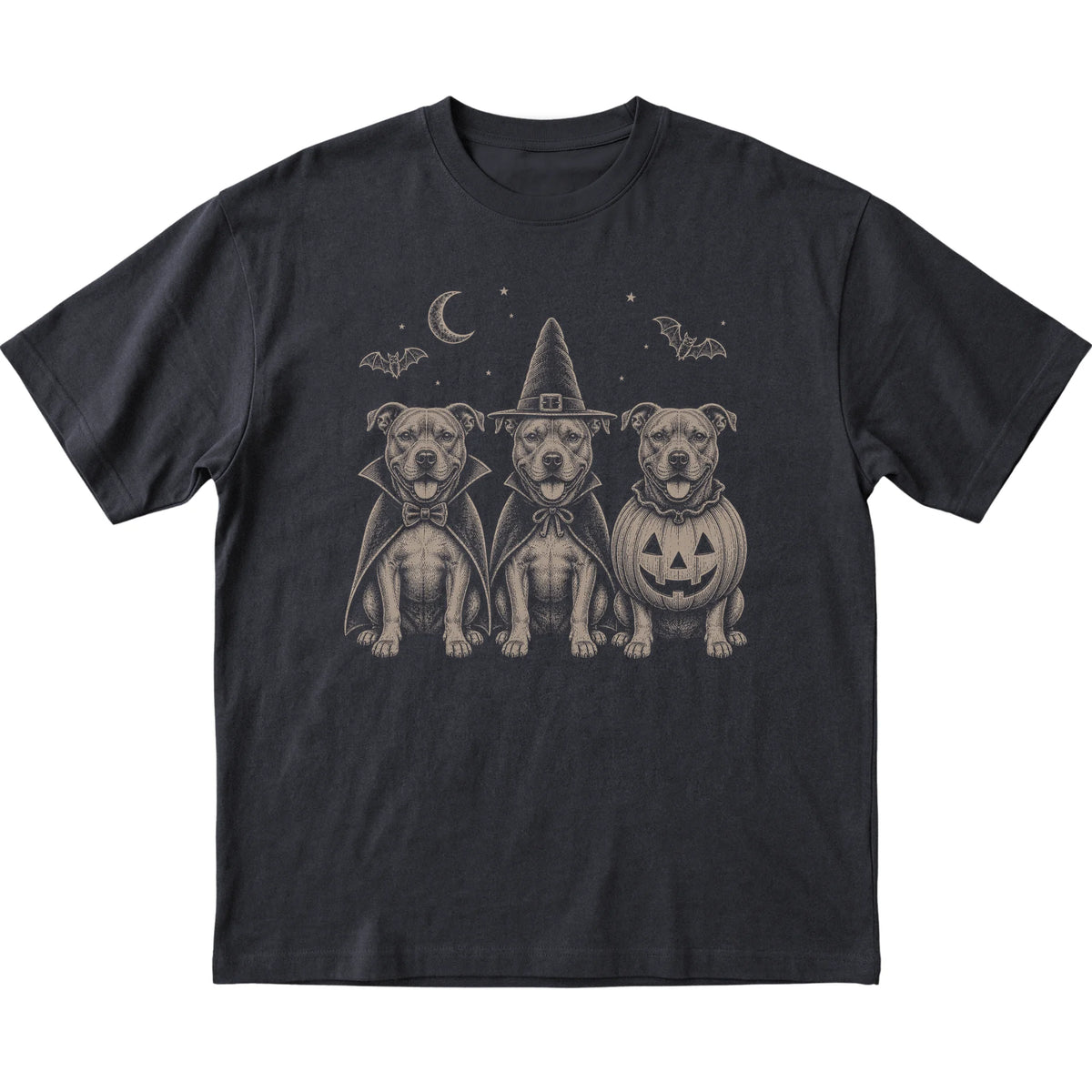 Black Pitbull Halloween Costume T-shirt, flat view