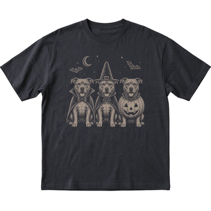 Black Pitbull Halloween Costume T-shirt, flat view