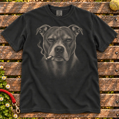 Pitbull smoking design on a Black t-shirt